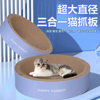 Durable Corrugated Cardboard Cat Scratcher Bed with Catnip - Oval Shape