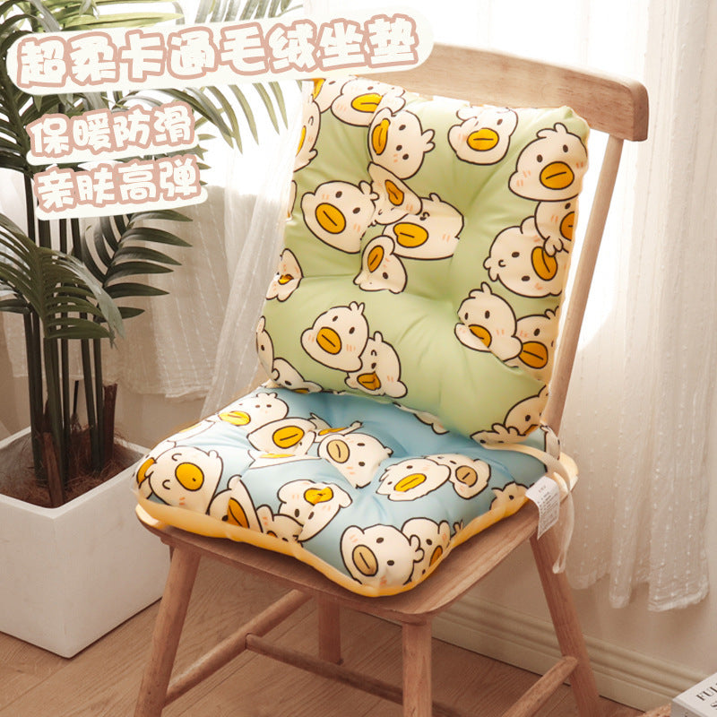 Cartoon Plush Seat Cushion for Office and Students, Thickened Non-Slip Warm Chair Pad