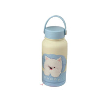 Cute Cartoon Large Capacity Insulated Water Bottle with Handle, Stainless Steel Portable Thermos for Women