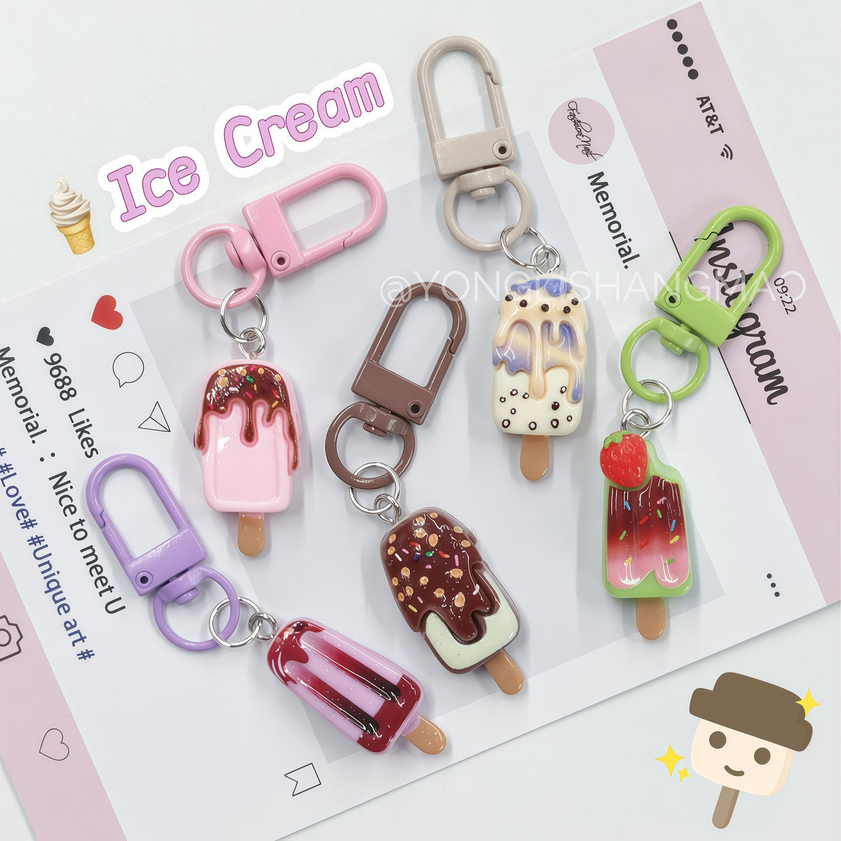 Cartoon Ice Pop Keychain for Bags and Gifts