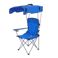 Portable Folding Camping Chair with Canopy and Armrests, Oxford Cloth Beach Fishing Chair