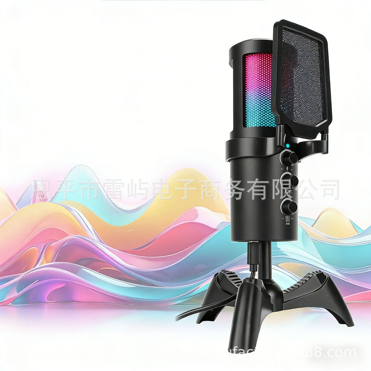 RGB Gaming USB Microphone with One-Key Mute and Headphone Monitoring