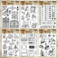 Clear Silicone Stamps for DIY Journal Decoration, Vintage Background & Basic Designs