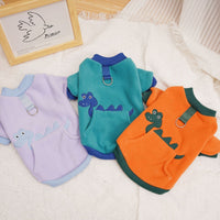 Pet Fleece Hoodie for Small Dogs and Cats - Winter Warm Dinosaur Design