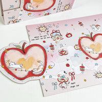 A5 4-Pocket Red Apple Cat Magnetic Album for Photocards & Collectibles