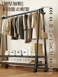 Freestanding Garment Rack with Storage Shelf and Coat Hooks for Balcony Dormitory