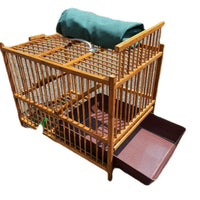 Bamboo & Plastic Bird Bath Cage for Thrushes and Other Birds