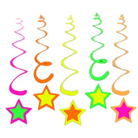 Neon Swirl Hanging Decorations for Blacklight Parties and Birthdays