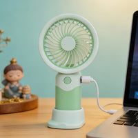 Portable USB Rechargeable Desk Fan with Stand, Handheld Personal Cooling Fan for Summer