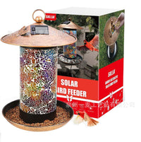 Solar Powered Hanging Bird Feeder Lantern for Outdoor Garden Decor, Waterproof Vintage Style