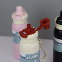 Insulated Dual-Drink Sport Bottle with Carrying Strap - Portable Hot/Cold Water Bottle for Office & Outdoor