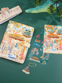 Cityscape Journal Gift Set with Notebook, Pen, and Fridge Magnet - Student & Travel Souvenir