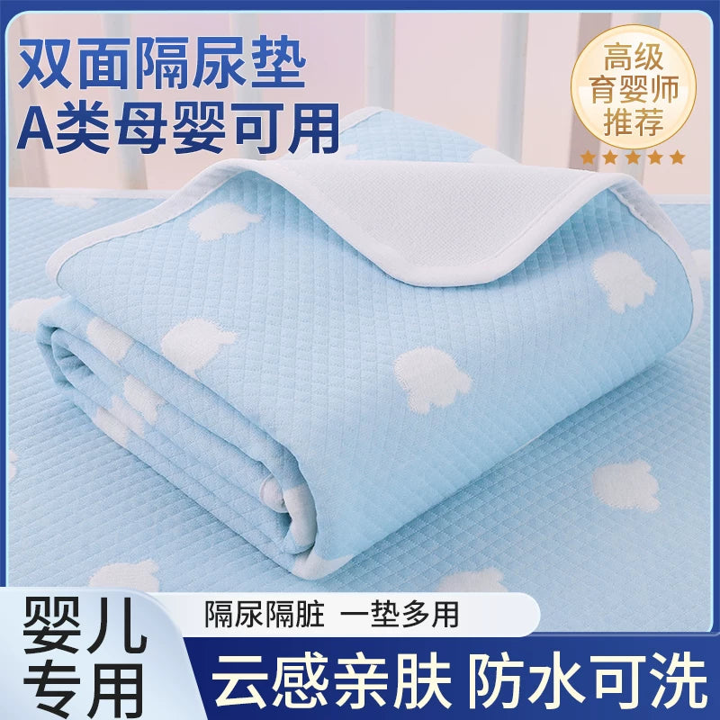 Washable Cotton Waterproof Urine Pad for Baby and Kids, Breathable Large Size Mattress Protector for Overnight Use
