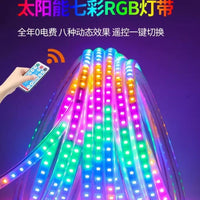 Solar RGB LED Strip Lights Outdoor Waterproof for Garden Patio Night Market Ambiance