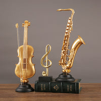 Luxury Saxophone Violin Resin Ornament for Wine Cabinet TV Cabinet Desktop Music Craft Instrument Model