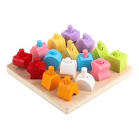 Kids Wooden Geometric Shape Stacker Puzzle Toy for Color Recognition and Early Education