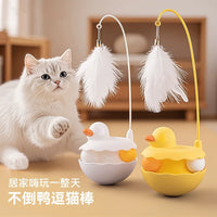 Interactive Tumbler Cat Toy with Feather Wand and Laser Pointer for Indoor Cats