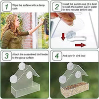 Outdoor Window Bird Feeder with Suction Cups, Rainproof Hanging Bird Feeder for Balcony and High-Rise Windows
