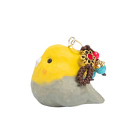 Hand-Carved Wooden Chubby Bird Figurine Keychain & Desktop Decor