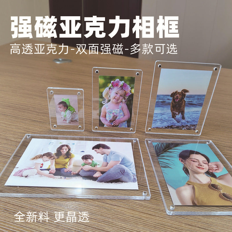 Magnetic Acrylic Photo Frame for Instant Prints and DIY Photo Walls, 2-6 Inch Refrigerator Magnet Display