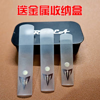 Resin Saxophone Reed with Metal Vibration Plate for Alto/Tenor Saxophone, Includes Tooth Pad, Grinding Tool, and Storage Box