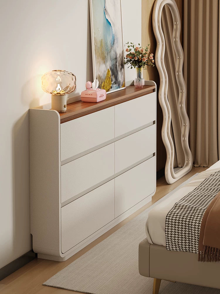 Italian Style Ultra-Thin Solid Wood Chest of Drawers, 20cm Narrow Storage Cabinet for Bedroom
