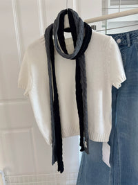 Japanese Retro Striped Knit Scarf for Women, Harajuku Style Color Block Long Thin Neck Warmer
