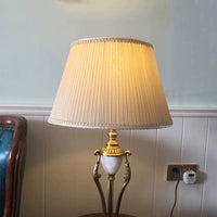 European Retro Fabric Lampshade for Table and Floor Lamps, Khaki Round Universal Bedside Lamp Cover