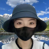 Summer Outdoor Sun Protection Bucket Hat with Detachable Face Mask