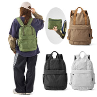Waterproof Nylon Plaid Foldable Lightweight Travel Backpack Tote Bag