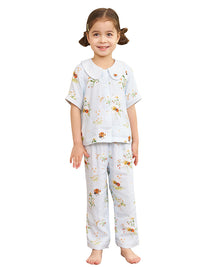 Bamboo Cotton Gauze Parent-Child Pajama Set Short Sleeve Top Long Pants