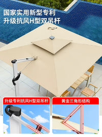 Outdoor Solar LED Cantilever Patio Umbrella with Wheeled Base, UV Protection for Garden, Deck, or Commercial Use