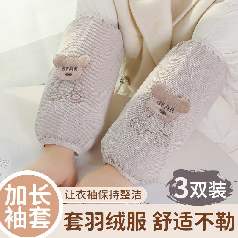 Women's Cute Long Arm Sleeves for Work and Study, Dirt-Resistant Winter Down Jacket Protectors