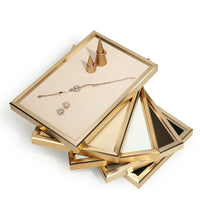 Jewelry Display Tray with Metal Frame for Rings Necklaces Bracelets, Storage Organizer for Showcases