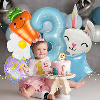Easter Bunny Carrot Aluminum Film Balloon Set for Holiday Decoration and Photo Props