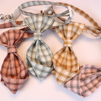 Pet Bow Tie Collar for Cats and Small Dogs, Plaid Gentleman Style Neckwear Accessory