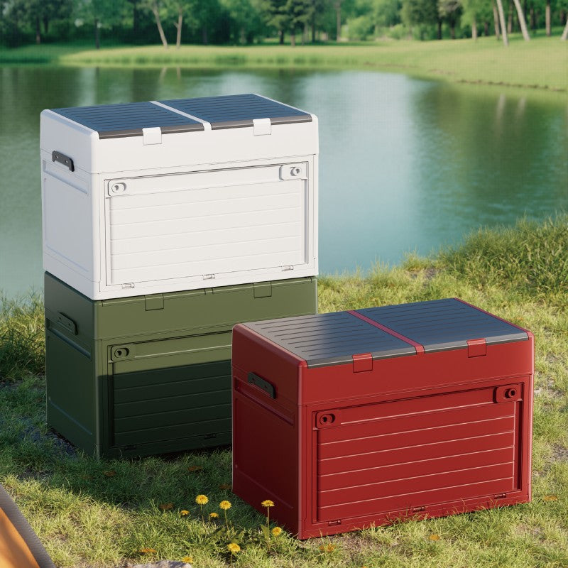 Foldable Outdoor Car Storage Box with Lid, Portable Camping Container for Fishing Gear, Home Dustproof Organizer