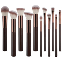 7/11 Pcs Coffee Brown Makeup Brush Set with Soft Bristles for Foundation, Concealer, Eyeshadow, Lip, and Powder