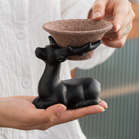 Zhaolin Creative Ceramic Tea Infuser Set with Filter and Holder, Non-Porous Tea Strainer for Kung Fu Tea Ceremony