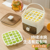 Press-Type Ice Cube Tray with Lid, Double-Layer Food-Grade Silicone Ice Maker Mold, Portable Ice Storage Box