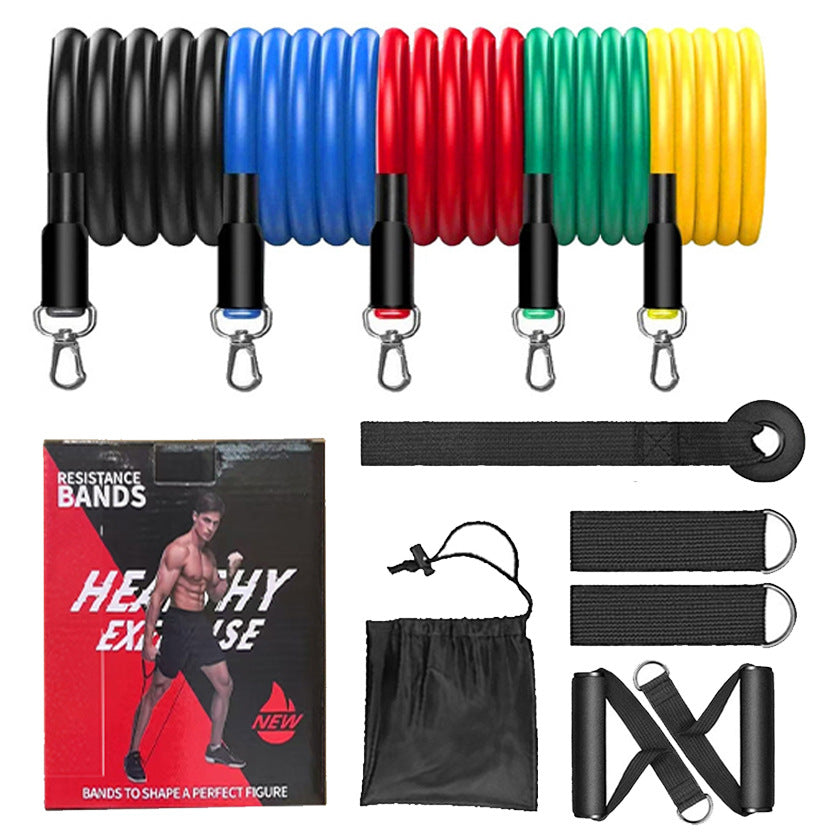 11-Piece Resistance Band Set with Door Anchor for Home Gym Workouts