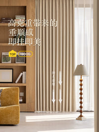 Thickened Cotton Linen Blackout Curtains for Bedroom Living Room, French Cream Style, 100% Light Blocking