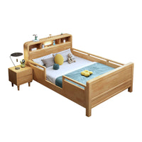 Solid Wood Kids Bed with Guardrail, Nordic Style Single Bed for Boys and Girls, Small Apartment Children's Bed