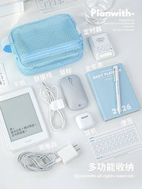 Planwith A4 Mesh Zipper File Bag Multi-functional Document Organizer for Students and Travel
