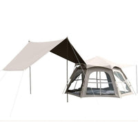Automatic Pop-Up Hexagonal Camping Tent with Integrated Tarp and Blackout Coating for Outdoor Activities