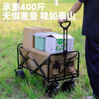 Outdoor Camping Cart with Foldable Tabletop Portable Trolley for Picnics and Stalls