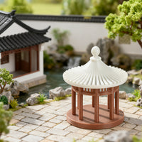 Chinese Style Round Pavilion Miniature Model for Micro Landscape Bonsai Decor