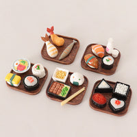 Miniature Japanese Sushi Food Model Set with Tray and Chopsticks for Dollhouse Decoration