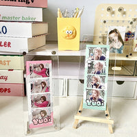 Acrylic Photo Card Holder with Stand and Card Slots for 4-Grid Photos