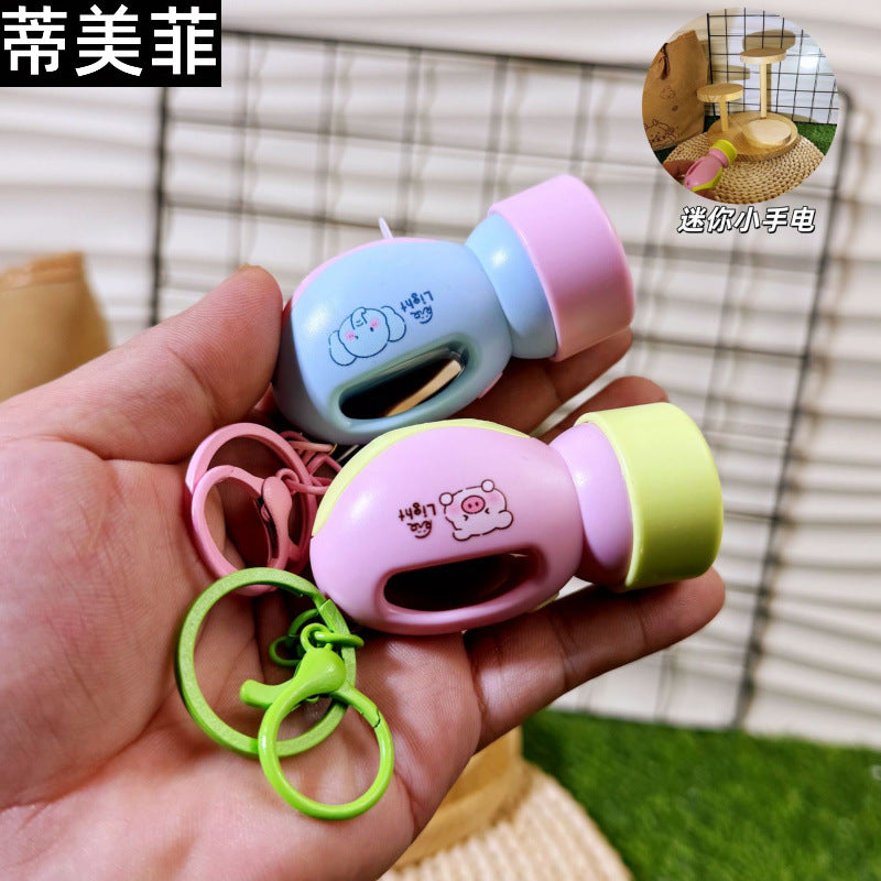 Mini LED Flashlight Keychain for Pet Play and Cat Teasing, Cute Macaron Color Pendant